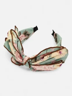 Akcesoria Do Włosów^Royalfashion Opaska do włosów z kokardą w kwiaty mięta