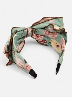 Akcesoria Do Włosów^Royalfashion Opaska do włosów z kokardą w kwiaty mięta