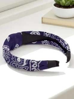 Akcesoria Do Włosów^Royalfashion Opaska do włosów wzorzysta Lena Granatowy