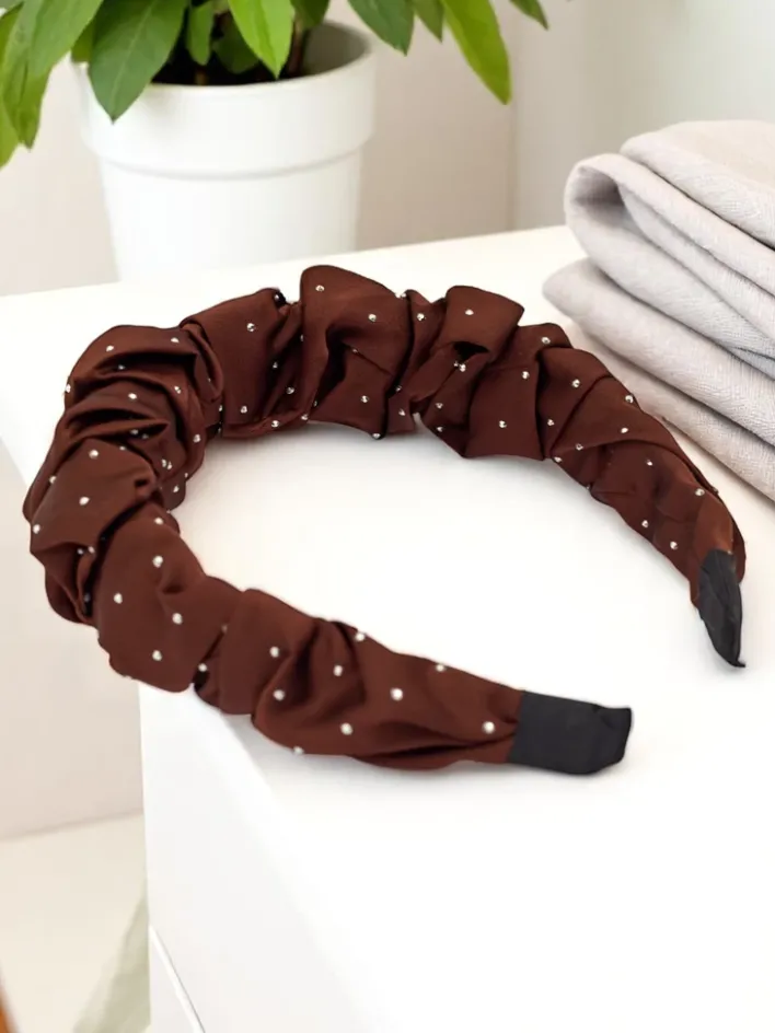 Akcesoria Do Włosów^Royalfashion Opaska do włosów satynowa Bianca brązowy