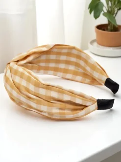 Akcesoria Do Włosów^Royalfashion Opaska do włosów w kratkę Claras beżowy