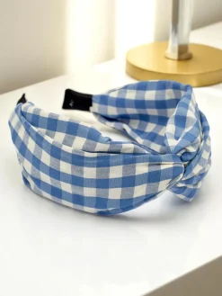 Akcesoria Do Włosów^Royalfashion Opaska do włosów w kratkę Claras niebieski