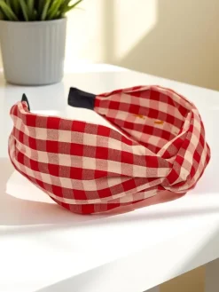 Akcesoria Do Włosów^Royalfashion Opaska do włosów w kratkę Claras czerwony