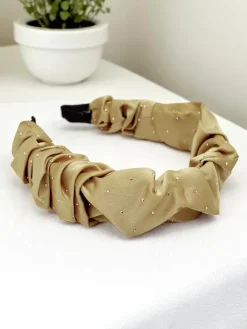 Akcesoria Do Włosów^Royalfashion Opaska do włosów satynowa Bianca beżowy