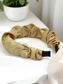 Akcesoria Do Włosów^Royalfashion Opaska do włosów satynowa Bianca beżowy