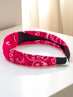 Akcesoria Do Włosów^Royalfashion Opaska do włosów wzorzysta Lena Fuksjowy
