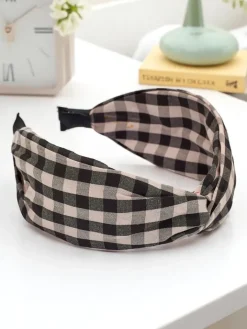 Akcesoria Do Włosów^Royalfashion Opaska do włosów w kratkę Claras czarny
