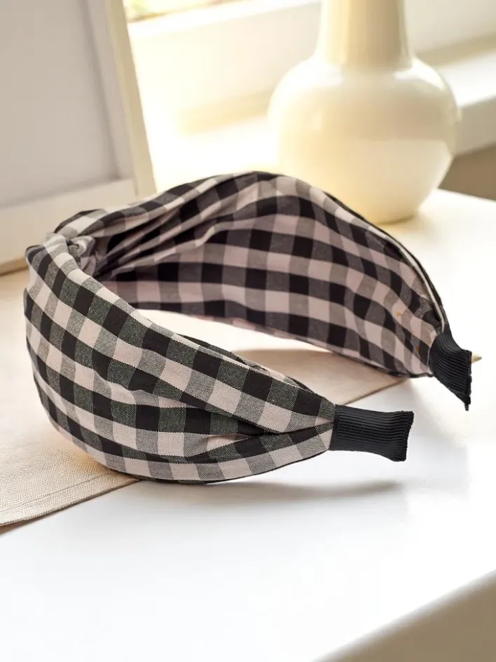 Akcesoria Do Włosów^Royalfashion Opaska do włosów w kratkę Claras czarny