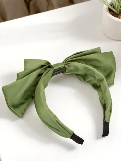 Akcesoria Do Włosów^Royalfashion Opaska do włosów satynowa z kokardką Celine zielony