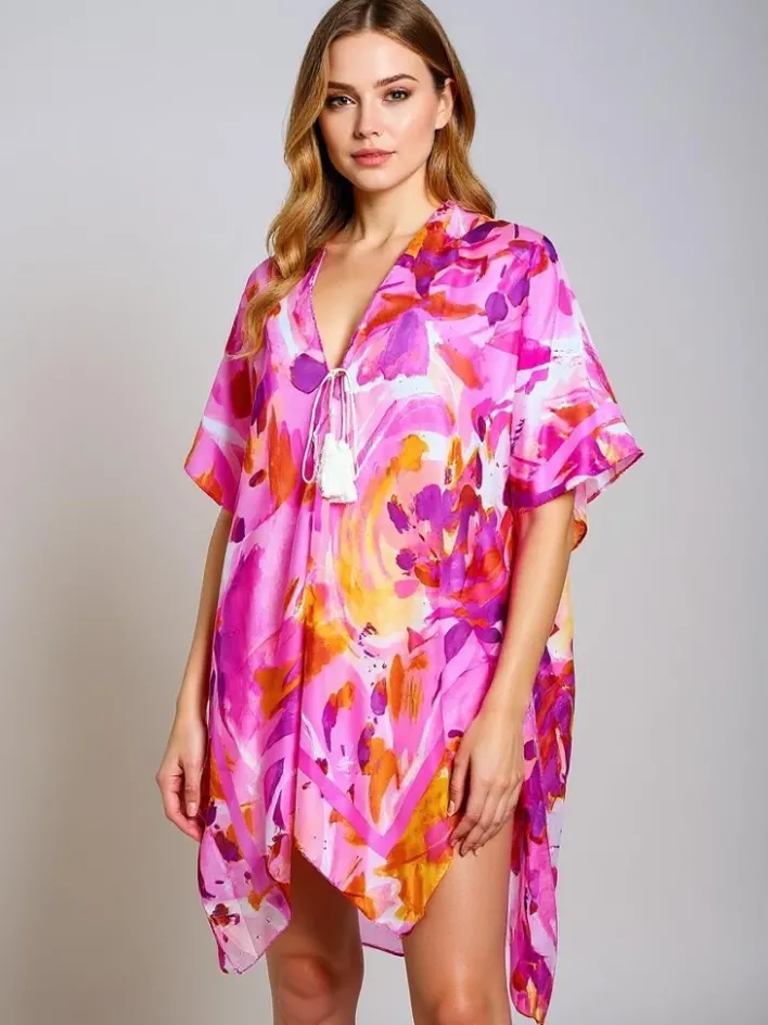 Narzutka Plażowa|Bluzki / Koszule / Koszulki^Royalfashion Pareo- Tunika letnia plażowa damska wzorzysta Wild Coast Wielokolorowe