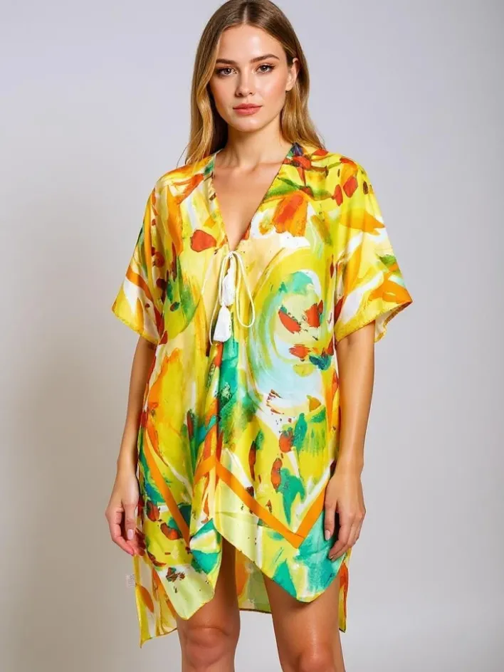 Narzutka Plażowa|Bluzki / Koszule / Koszulki^Royalfashion Pareo- Tunika letnia plażowa damska wzorzysta Wild Coast Wielokolorowe