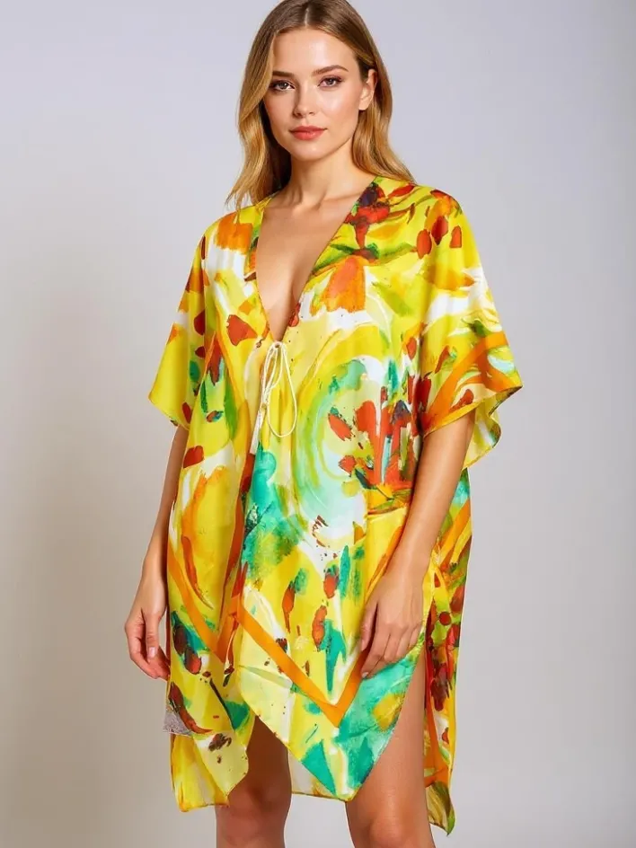 Narzutka Plażowa|Bluzki / Koszule / Koszulki^Royalfashion Pareo- Tunika letnia plażowa damska wzorzysta Wild Coast Wielokolorowe