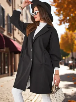 Kurtki / Marynarki / Płaszcze^Royalfashion Płaszcz damski czarny