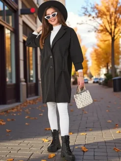 Kurtki / Marynarki / Płaszcze^Royalfashion Płaszcz damski czarny