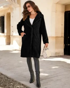 Kurtki / Marynarki / Płaszcze^Royalfashion Płaszcz damski czarny