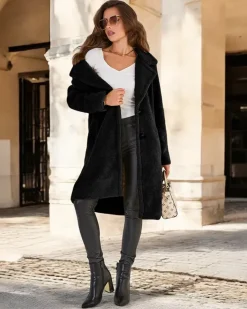 Kurtki / Marynarki / Płaszcze^Royalfashion Płaszcz damski czarny