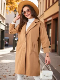 Kurtki / Marynarki / Płaszcze^Royalfashion Płaszcz damski Camel