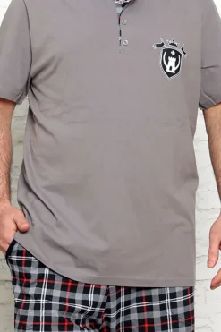 Piżamy^Royalfashion Piżama męska gołębi szary