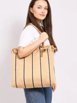 Torebki Shoppers|Wiklinowe I Słomiane^Royalfashion Pleciona torebka shopper w paski