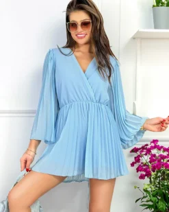 Kombinezony^Royalfashion Plisowany kombinezon damski Ecru