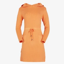 Sukienki Krótkie^Royalfashion Pomarańczowa damska sukienka swetrowa z kapturem pomarańczowy