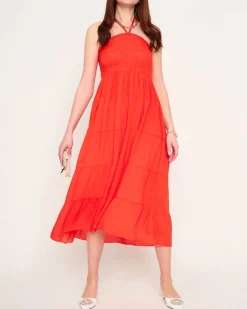 Sukienki Letnie|Sukienki Długie^Royalfashion Pomarańczowa sukienka midi PLUS SIZE pomarańczowy