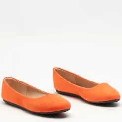 Baleriny Klasyczne^Royalfashion Pomarańczowe eko-zamszowe damskie baleriny Mariusa pomarańczowy