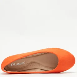 Baleriny Klasyczne^Royalfashion Pomarańczowe eko-zamszowe damskie baleriny Mariusa pomarańczowy
