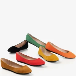 Baleriny Klasyczne^Royalfashion Pomarańczowe eko-zamszowe damskie baleriny Mariusa pomarańczowy