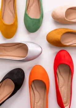 Baleriny Klasyczne^Royalfashion Pomarańczowe eko-zamszowe damskie baleriny Mariusa pomarańczowy