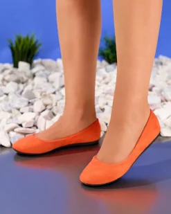 Baleriny Klasyczne^Royalfashion Pomarańczowe eko-zamszowe damskie baleriny Mariusa pomarańczowy