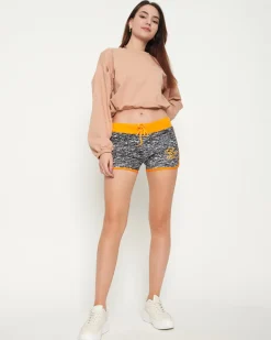 Szorty|Krótkie Spodenki^Royalfashion Pomarańczowo-czarne damskie sportowe krótkie spodenki pomarańczowy