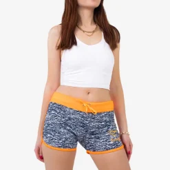 Krótkie Spodenki^Royalfashion Pomarańczowo-granatowe neonowe damskie sportowe krótkie spodenki pomarańczowy