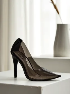 Szpilki|Klasyczne^Royalfashion Przeźroczyste damskie czółenka na szpilce Selqoa czarny