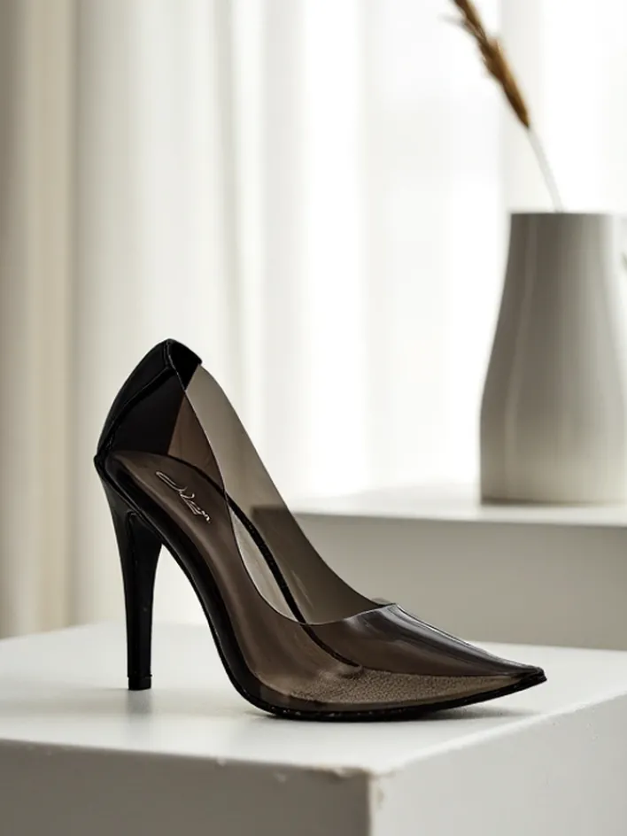 Szpilki|Klasyczne^Royalfashion Przeźroczyste damskie czółenka na szpilce Selqoa czarny