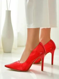 Szpilki|Klasyczne^Royalfashion Przeźroczyste damskie czółenka na szpilce Selqoa czerwony