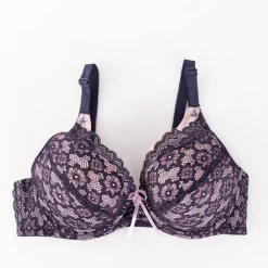 Codzienne^Royalfashion Purpurowo-różowy biustonosz z koronką fioletowy