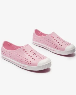 Dziewczęce^Royalfashion Różowe ażurowe dziecięce gumowe trampki Jiteri różowy