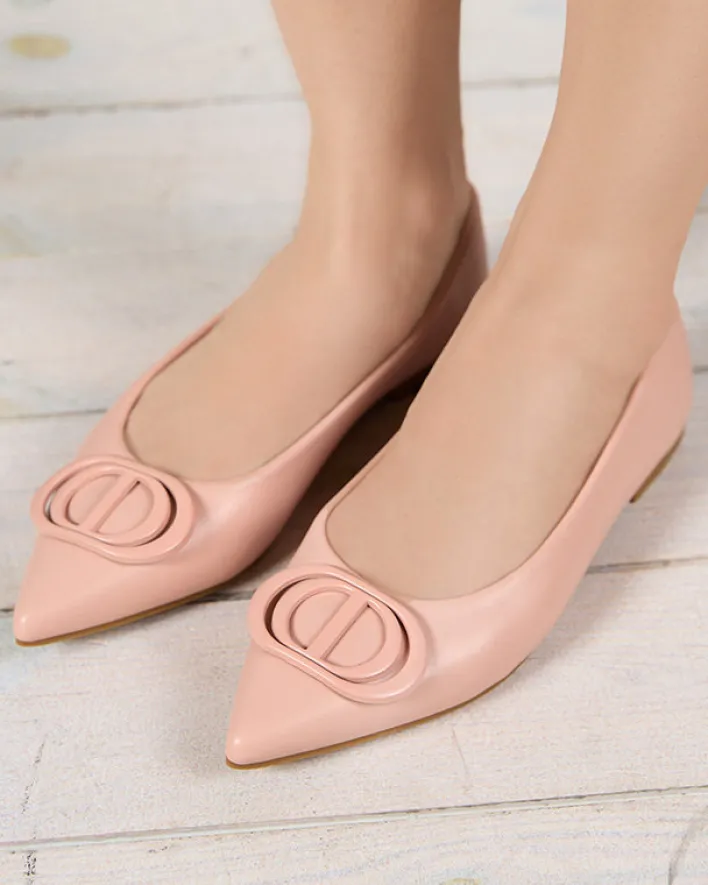 Buty Na Wielkie Wyjście|Baleriny Klasyczne^Royalfashion Różowe baleriny damskie w szpic z ozdobą na nosku Manico różowy