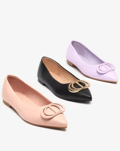 Buty Na Wielkie Wyjście|Baleriny Klasyczne^Royalfashion Różowe baleriny damskie w szpic z ozdobą na nosku Manico różowy