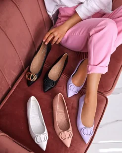 Buty Na Wielkie Wyjście|Baleriny Klasyczne^Royalfashion Różowe baleriny damskie w szpic z ozdobą na nosku Manico różowy