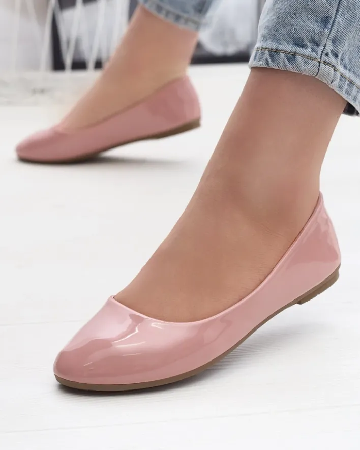 Buty Na Wielkie Wyjście|Baleriny Klasyczne^Royalfashion Różowe damskie lakierowane baleriny Fama różowy
