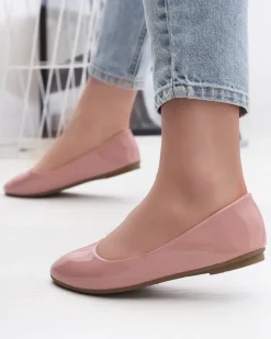 Buty Na Wielkie Wyjście|Baleriny Klasyczne^Royalfashion Różowe damskie lakierowane baleriny Fama różowy