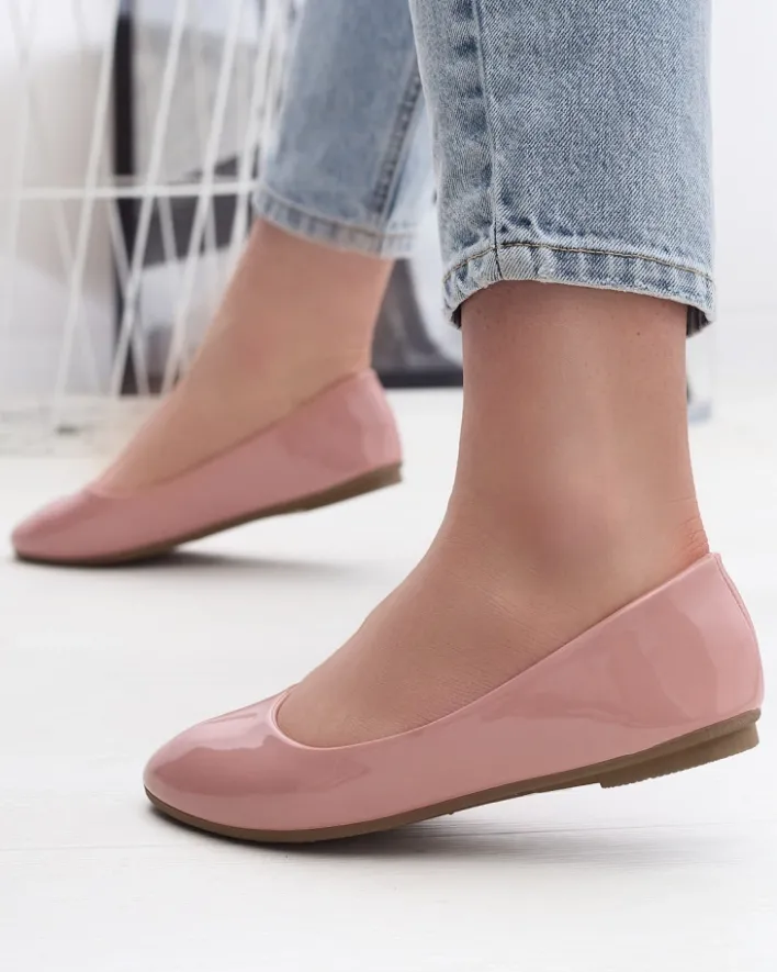 Buty Na Wielkie Wyjście|Baleriny Klasyczne^Royalfashion Różowe damskie lakierowane baleriny Fama różowy