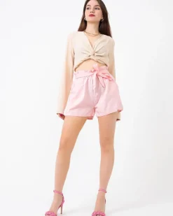 Szorty|Krótkie Spodenki^Royalfashion Różowe damskie spodenki w paski różowy