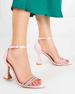 Szpilki|Sandały Na Szpilce^Royalfashion Różowe damskie sandałki na szpilce z ozdobnymi cyrkoniami Manestri różowy