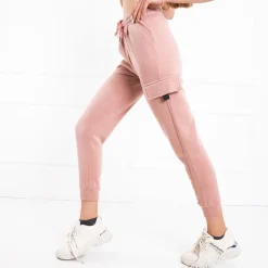Spodnie Cargo|Spodnie Dresowe^Royalfashion Różowe damskie ocieplanie spodnie dresowe typu cargo różowy