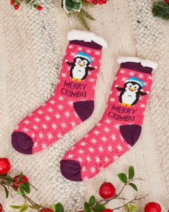 Skarpetki^Royalfashion Różowe damskie skarpetki ze świątecznym wzorem