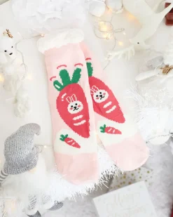 Skarpetki^Royalfashion Różowe damskie ciepłe skarpetki z kożuszkiem różowy