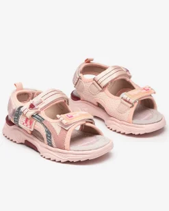 Dziewczęce^Royalfashion Różowe dziecięce sandałki zapinane ma rzepy Ceteris różowy
